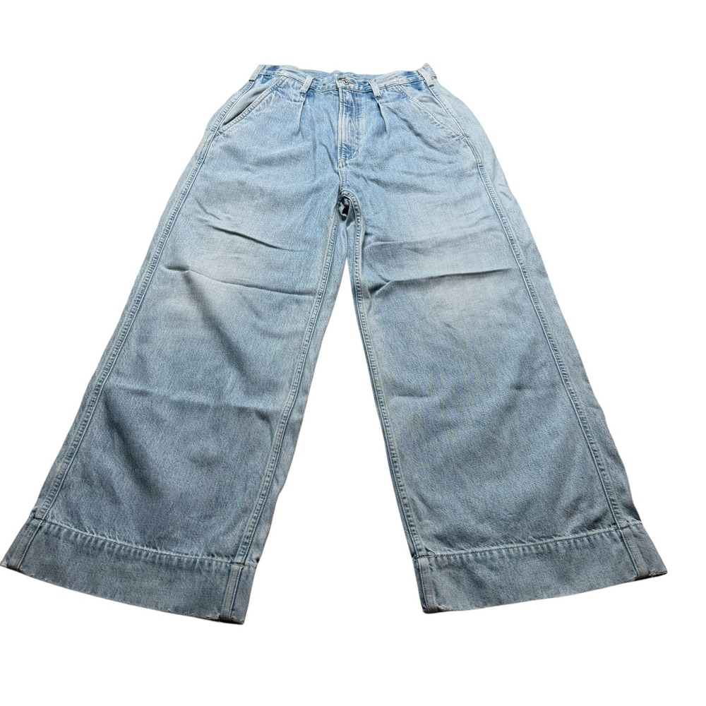 CITIZENS OF HUMANITY Jeans Wide Leg Blue Pleated Denim Women's Size 27
